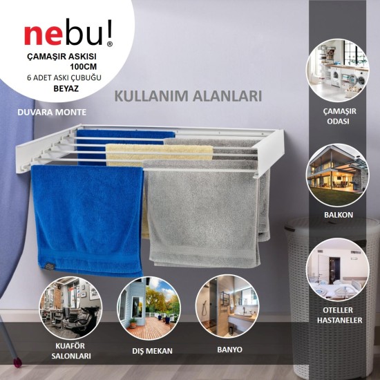 Nebu Çamaşır Kurutma Askısı Beyaz (100CM)